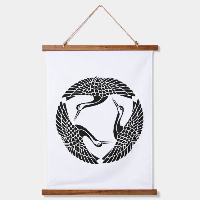 Circle of three cranes hanging tapestry (Front)