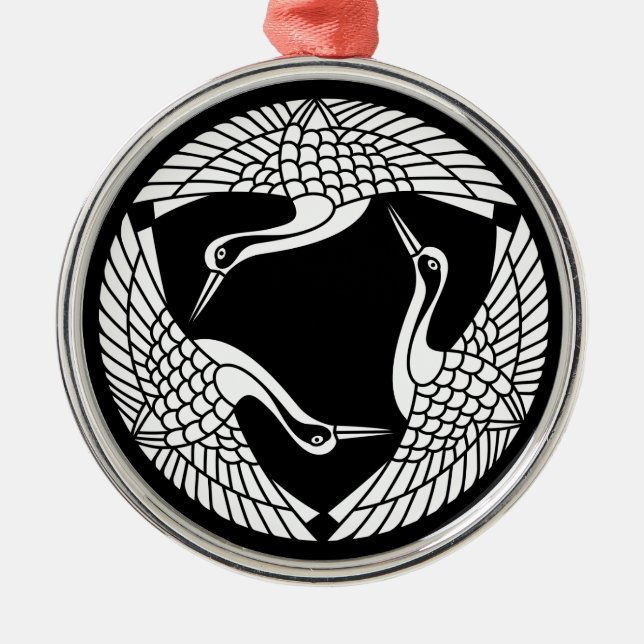 Circle of three cranes metal ornament (Front)
