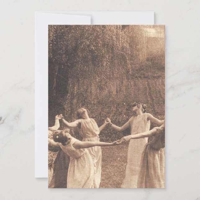 Circle Of Witches Vintage Women Dancing Invitation (Front)