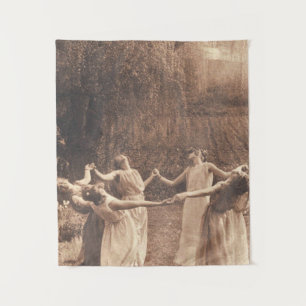 Circle Of Witches Vintage Women Dancing Tapestry