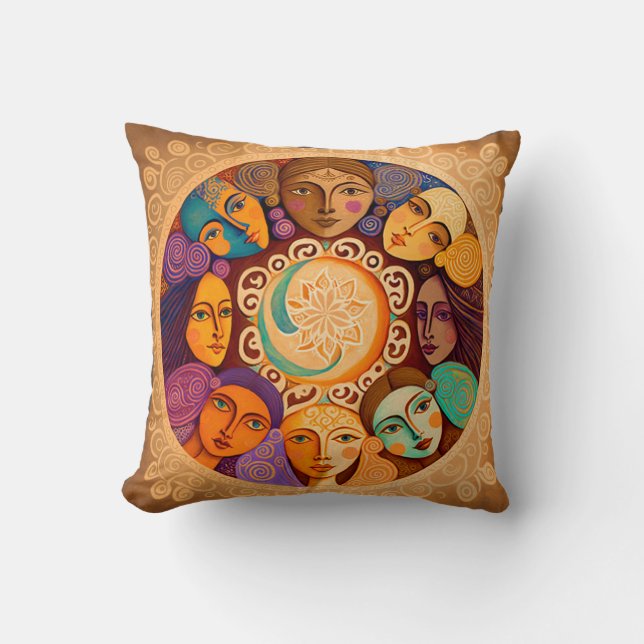 Circle of Women Throw Pillow (Front)