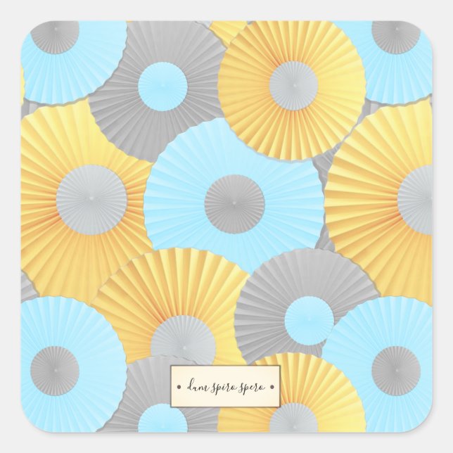Circle Origami Pastel Pattern Square Sticker (Front)