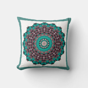 Circle ornamental abstract mandala decoration prin throw pillow