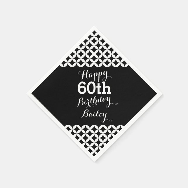 Circle pattern 60th birthday paper napkins (Corner)