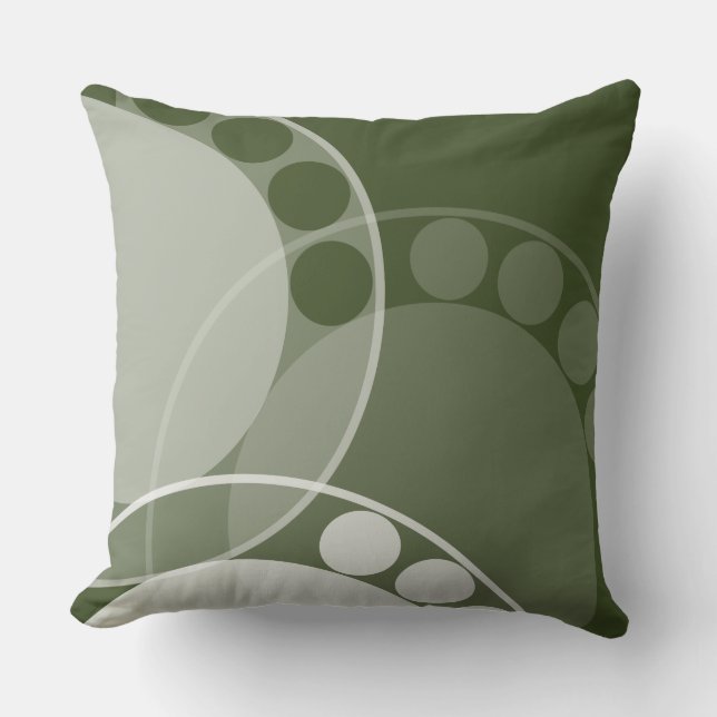 Circle Pattern - Abstract Fern Frond - Green Throw Pillow (Front)