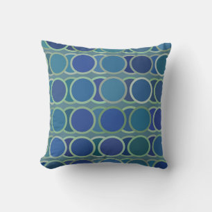 Circle Pattern Blue Throw Pillow
