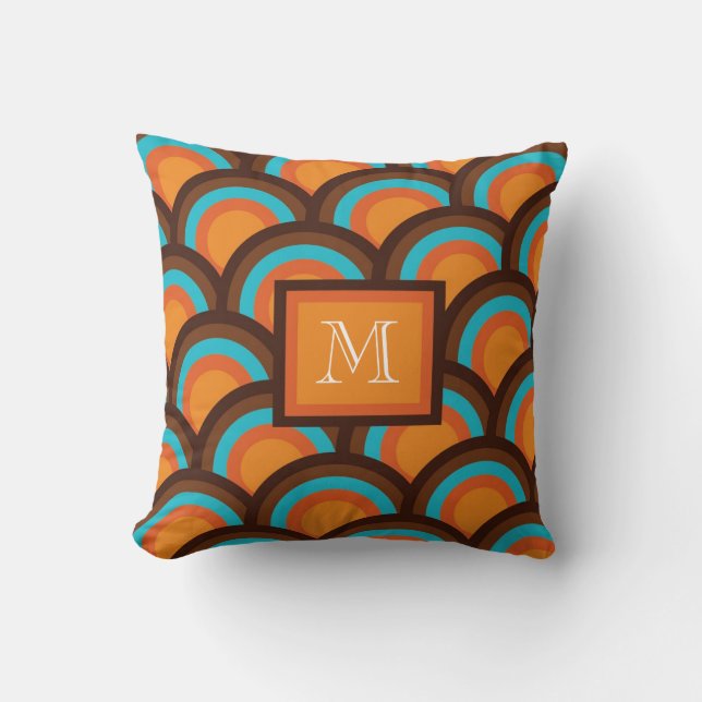 Circle Pattern, Monogram Pillow - coloured trio (Front)