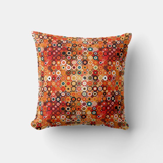 circle pattern retro burnt orange throw pillow (Front)