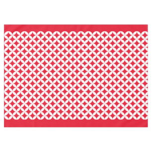 Circle pattern white and red tablecloth