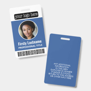 Circle Photo Custom Employee Bar Code, Logo, Name Badge