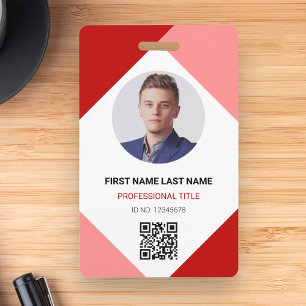 Circle Photo Logo QR Code Custom Employee ID Card Badge