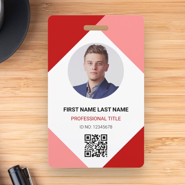 Circle Photo Logo QR Code Custom Employee ID Card Badge (Creator Uploaded)