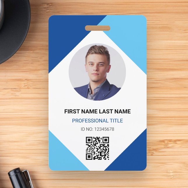 Circle Photo Logo QR Code Custom Employee ID Card Badge (Creator Uploaded)