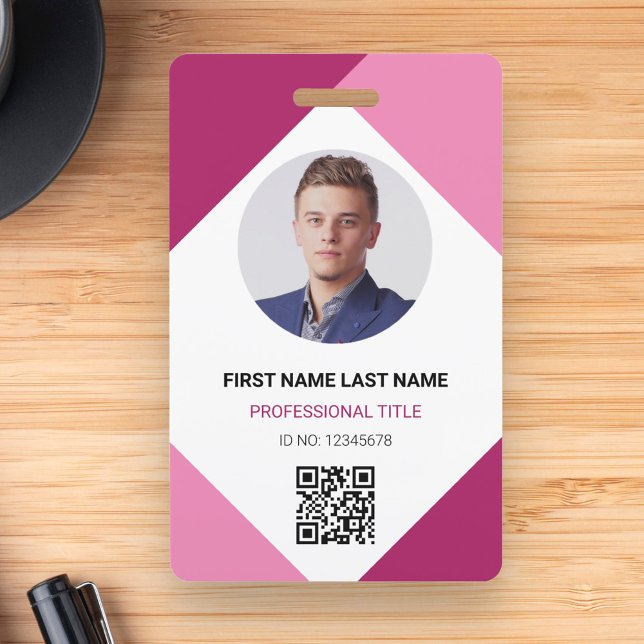 Circle Photo Logo QR Code Custom Employee ID Card Badge (Creator Uploaded)