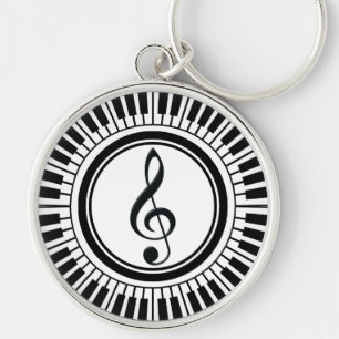 Circle Piano Keys and Treble Clef Keychain