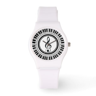 Circle Piano Keys and Treble Clef Watch