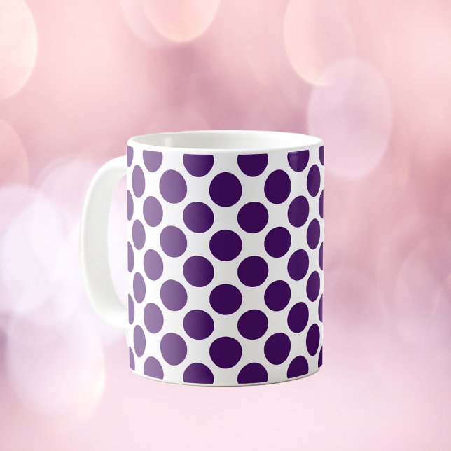 Circle Polka Dot Pattern Purple Coffee Mug (A fun mug with a pattern of purple circles!)