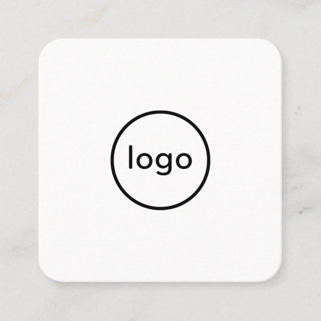 Circle professional white add your custom logo square business card (Front)