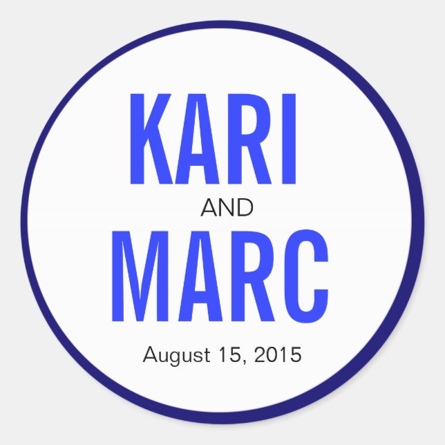 Circle Rim Outline Favour Decal | navy blue indigo Classic Round Sticker (Front)