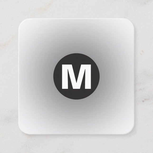 Circle Spot Monogram - Gradient - Grey to White Square Business Card (Front)
