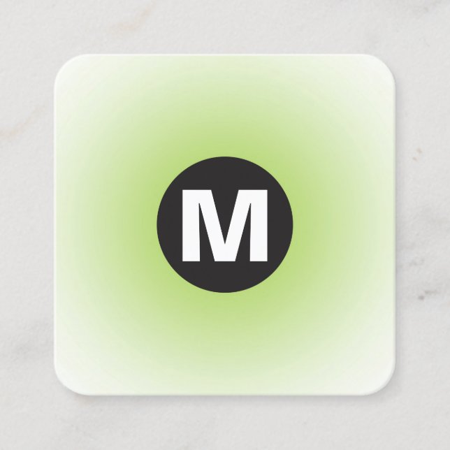 Circle Spot Monogram - Gradient - Martian Green Square Business Card (Front)