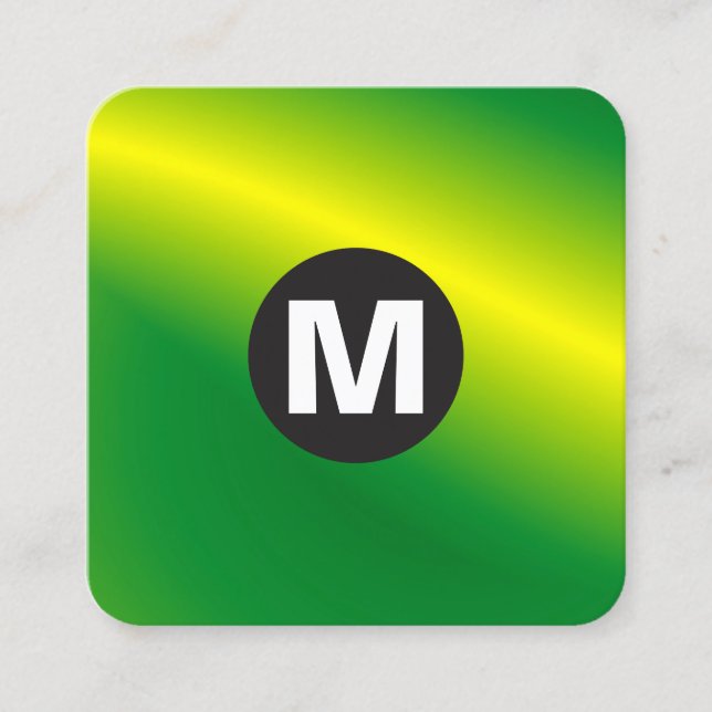 Circle Spot Monogram - Green Wave Square Business Card (Front)