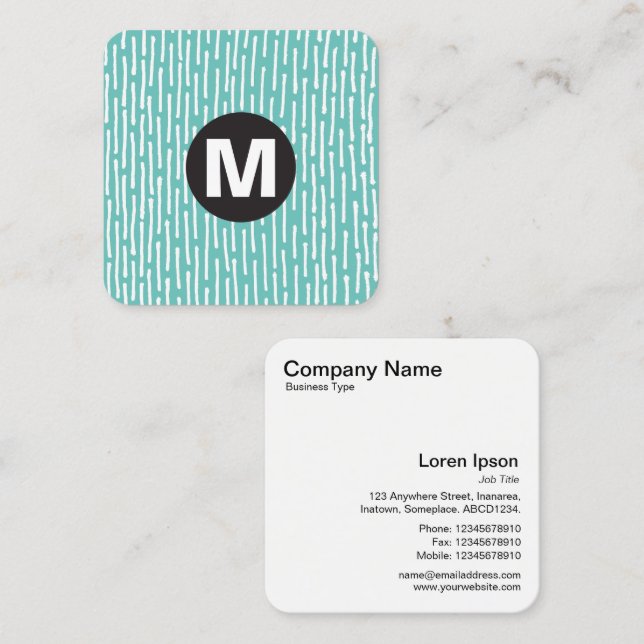 Circle Spot Monogram - Lines - Pale Aqua Square Business Card (Front/Back)