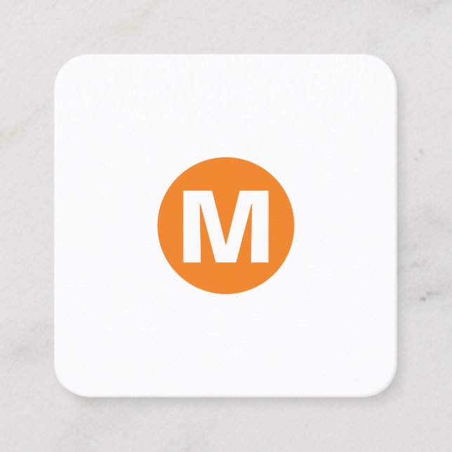 Circle Spot Monogram - Orange Square Business Card (Front)