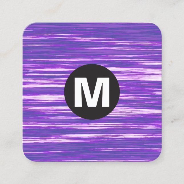 Circle Spot Monogram - Purple Interference Square Business Card (Front)