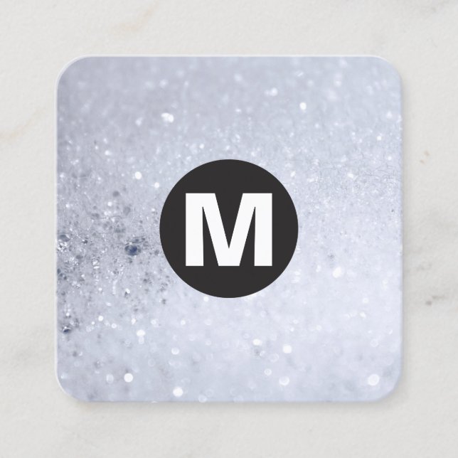 Circle Spot Monogram - Soap Bubbles Square Business Card (Front)