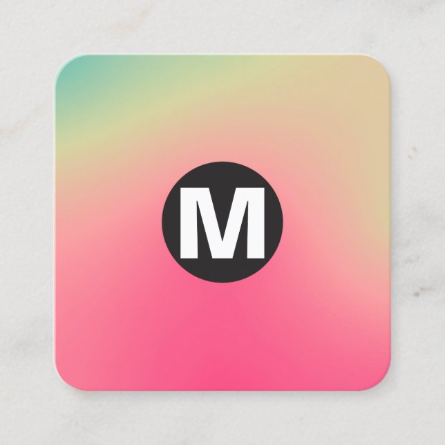 Circle Spot Monogram - Soft Gradients Square Busin Business Card (Front)