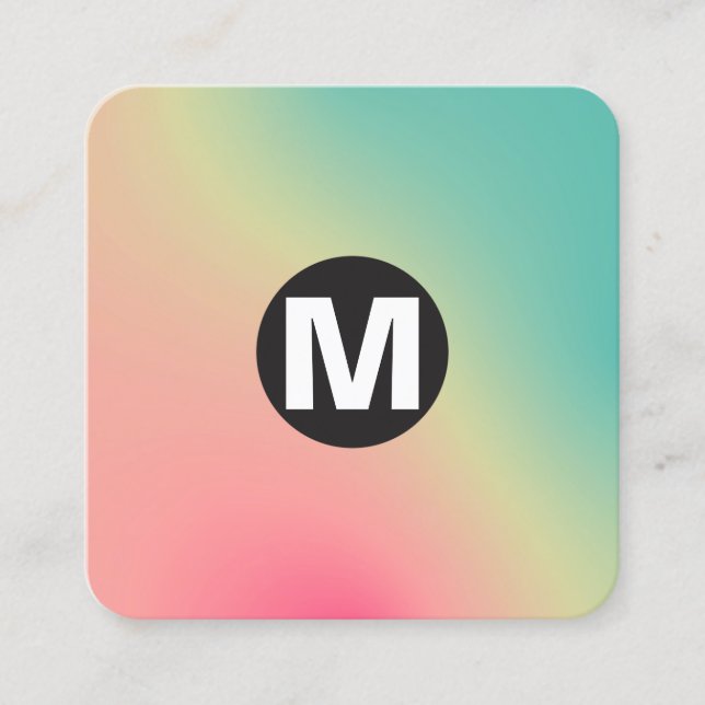 Circle Spot Monogram - Soft Gradients Square Busin Square Business Card (Front)