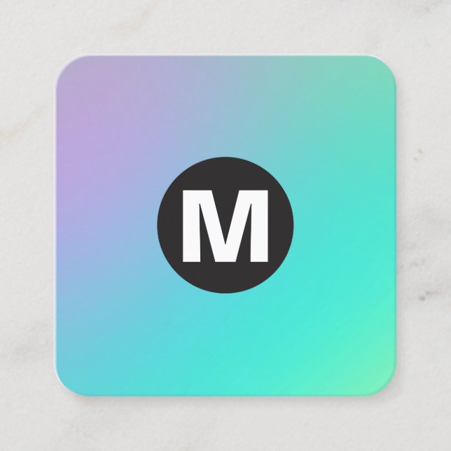 Circle Spot Monogram - Soft Gradients Square Business Card (Front)