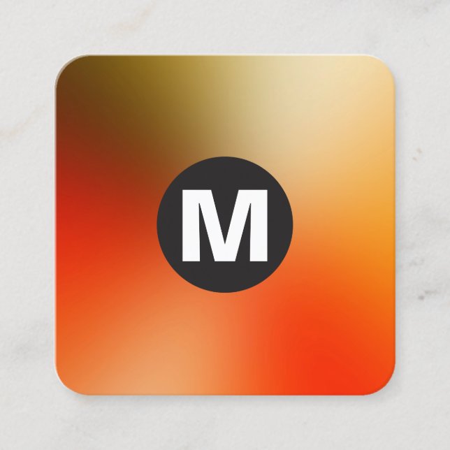 Circle Spot Monogram - Soft Gradients Square Business Card (Front)