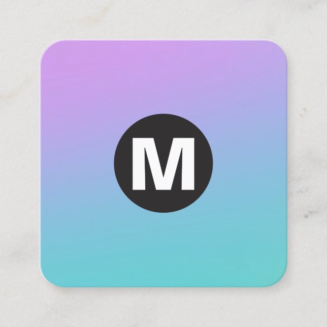 Circle Spot Monogram - Soft Gradients Square Business Card (Front)