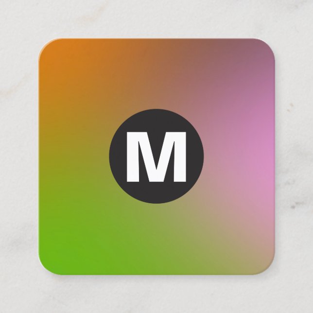 Circle Spot Monogram - Soft Gradients Square Business Card (Front)
