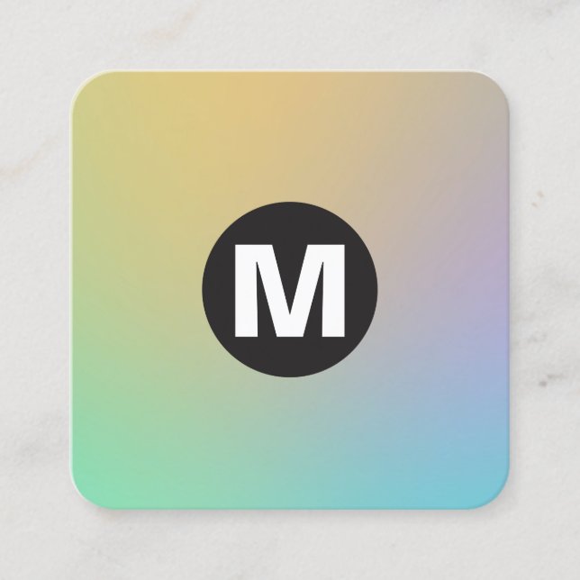 Circle Spot Monogram - Soft Gradients Square Business Card (Front)