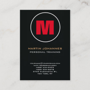 Circle Stamp Monogram Dark Red Personal Trainer Business Card