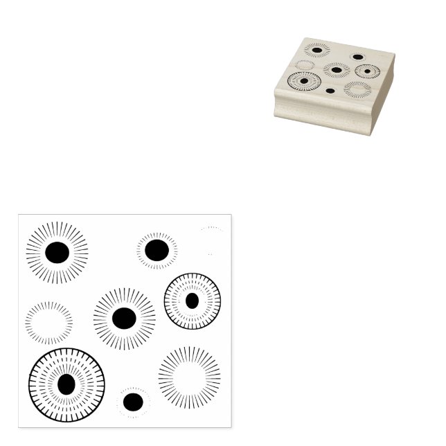 Circle starburst pattern rubber stamp (Stamped)