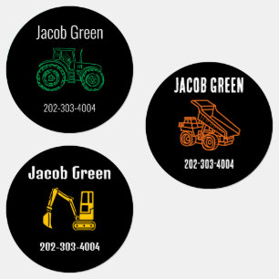 Circle Sticker Labels with name and phone number