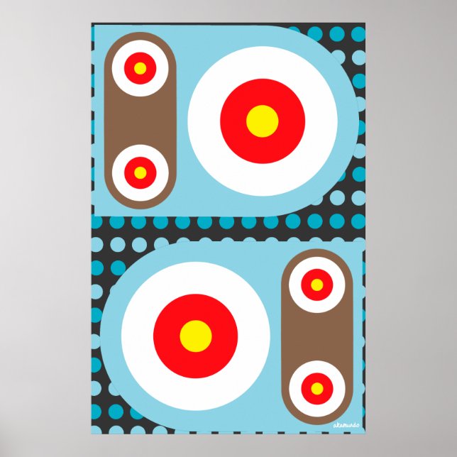 Circle Target Robot Buttons Poster (Front)