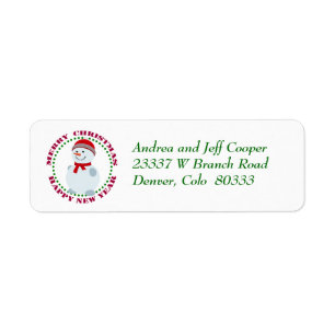 Circle Text Christmas Snowman Return Address