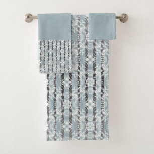 Circle Tiles & Stripes Pattern Bath Towel Set