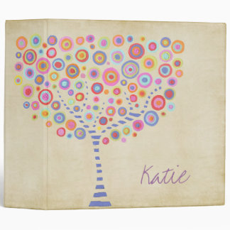 Circle Trees Retro Name Custom Folder Binder