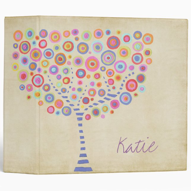 Circle Trees Retro Name Custom Folder Binder (Front/Spine)