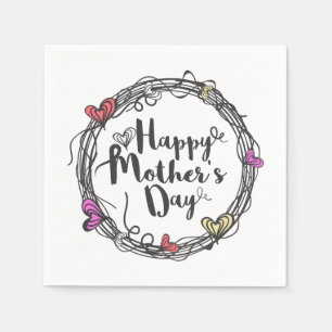 Circle w/ Hearts Happy Mother's Day Napkin
