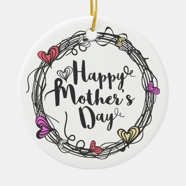 Circle w/ Hearts Happy Mother's Day | Ornament (Front)