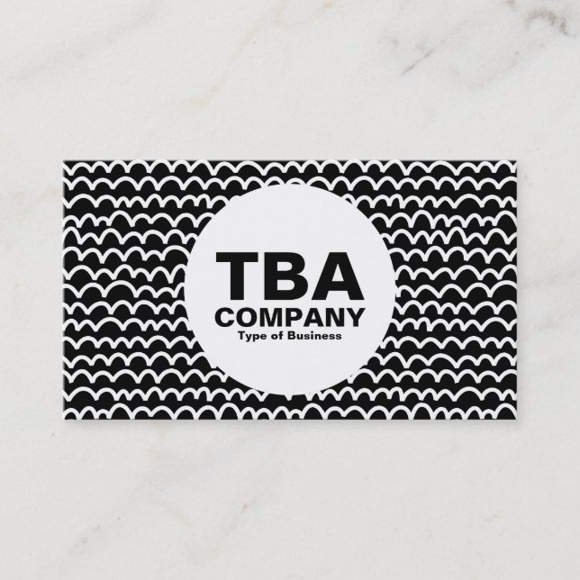 Circle - Wavy - White on Black Business Card (Front)