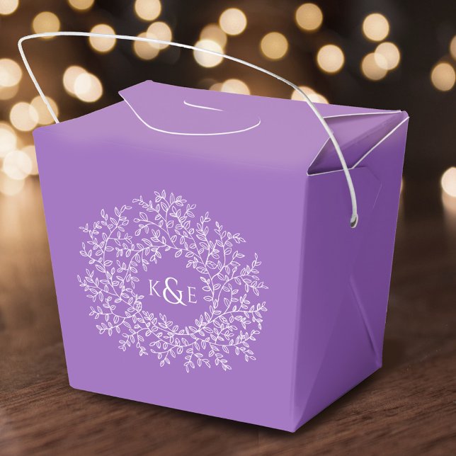 Circle white art leaves wedding purple favor box (Creator Uploaded)