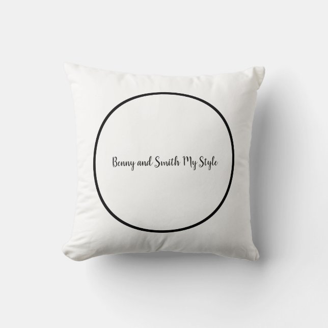 Circle White on Black Benny and Smith My Style Throw Pillow (Front)